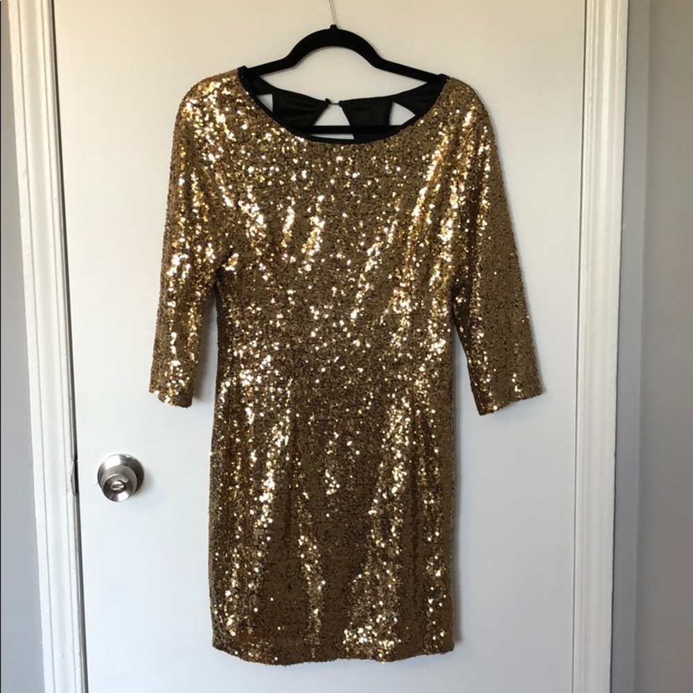 Gold sequin party dress, Size Large